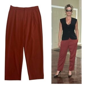 Zara women’s high waisted trouser dress pants rust brown Indian red Sz L TRF
